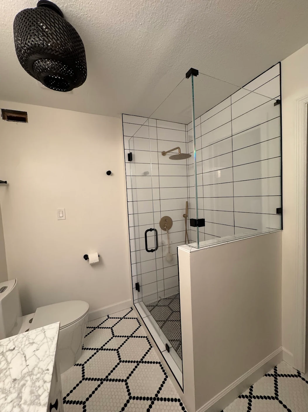 Modern Bathroom Makeover — Frameless Glass Shower & Custom Tile
